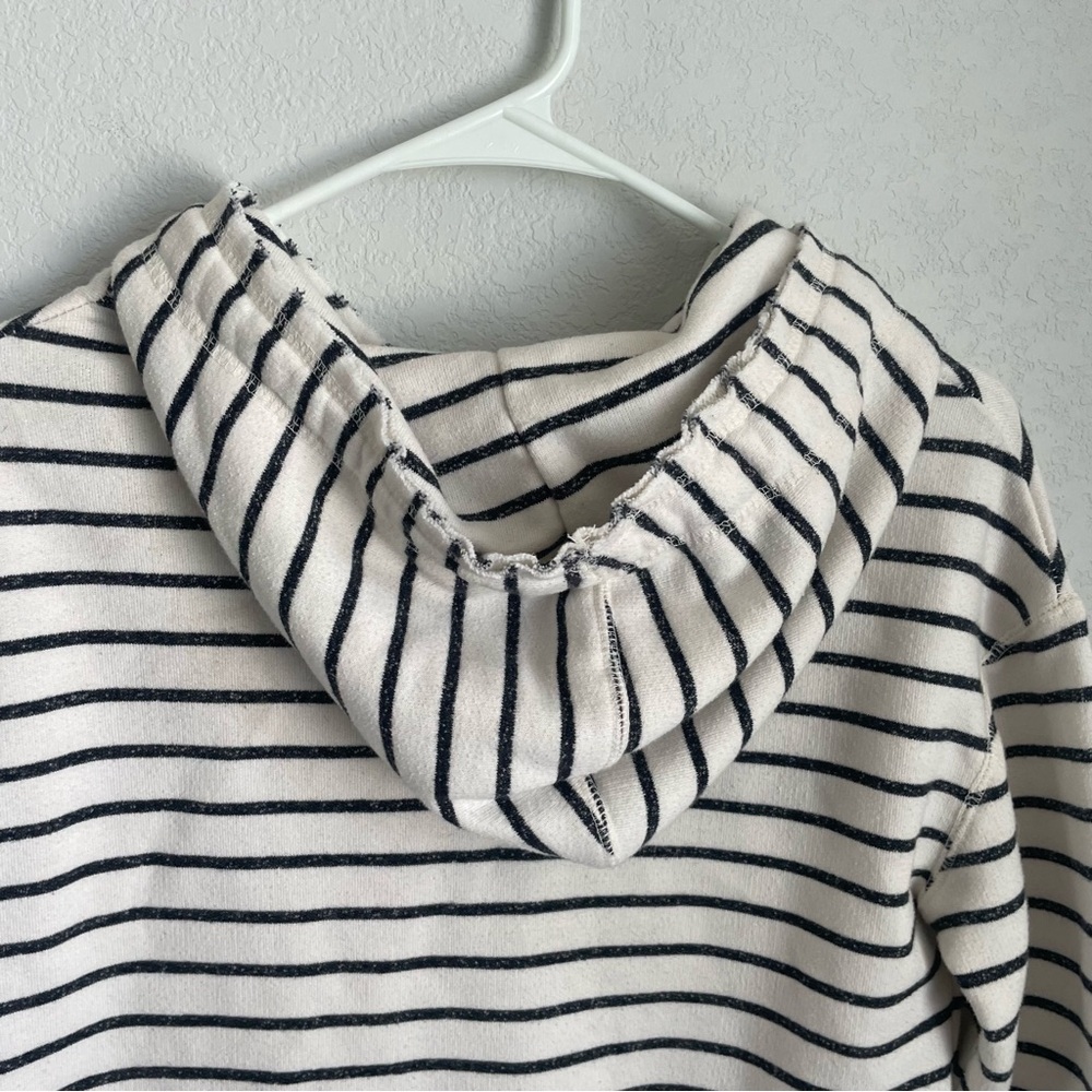 Jo & Co Striped Hoodie Women Medium Black White Pullover Nautical Sweatshirt - Picture 7 of 8